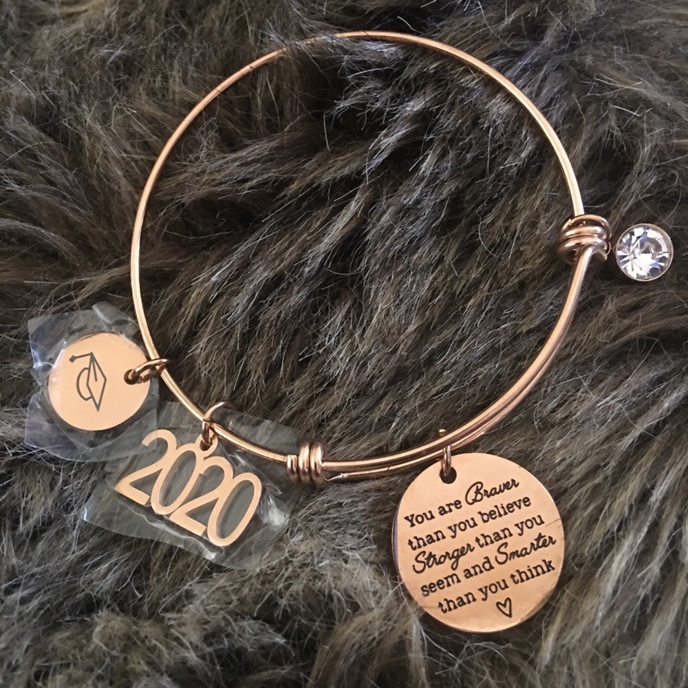 Azora gold plated graduate charm adjustable bangle